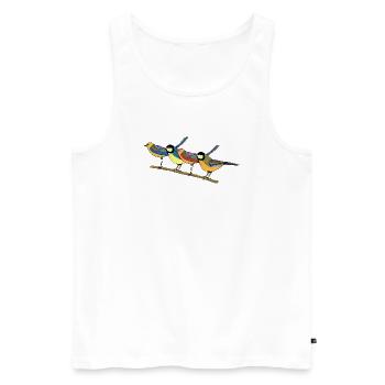 Bunte Vögel - Männer Premium Bio Tank Top - Weiß - Vorne - Michal (187cm)