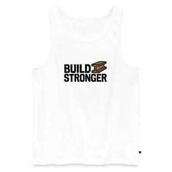 Build Stronger Logo - Männer Premium Bio Tank Top - Weiß - Vorne - Michal (187cm)