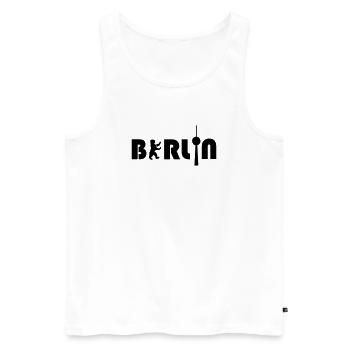 Berlin - Men's Premium Organic Tank Top - white - Front - Michal (187cm)