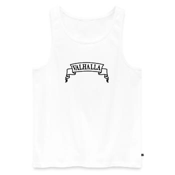 Valhalla in the banner - Men's Premium Organic Tank Top - white - Front - AI Model Male 178 light (178cm)