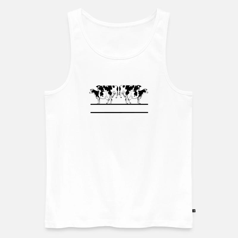 Schwarz-Weiß-Monogramm mit vier Kühen - Männer Premium Bio Tank Top - Weiß