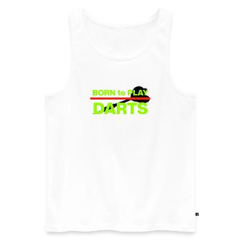 Made for Darts , Neon Edition, Onehundreteighty - Männer Premium Bio Tank Top - Weiß - Vorne - AI Model Male 178 light (178cm)