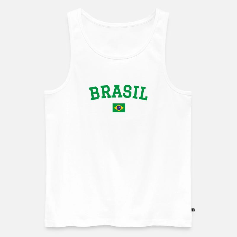 Drapeau du Brésil Conception Vert - Débardeur bio Premium Homme - blanc