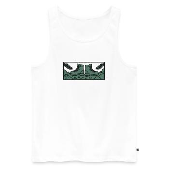 Wanderschuhe Berge Wandern Wandergruppe Outdoor - Männer Premium Bio Tank Top - Weiß - Vorne - AI Model Male 178 light (178cm)