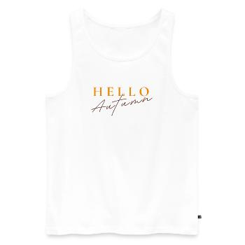 Bonjour Autumn | Dicton de l’automne moderne - Débardeur bio Premium Homme - blanc - Devant - Michal (187cm)