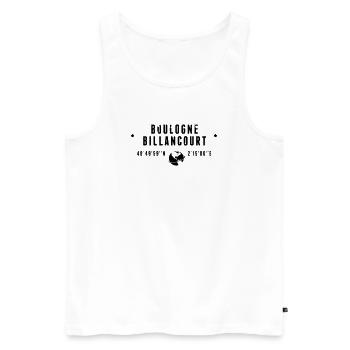 Boulogne Billancourt GPS-Koordinaten Globus - Männer Premium Bio Tank Top - Weiß - Vorne - Michal (187cm)