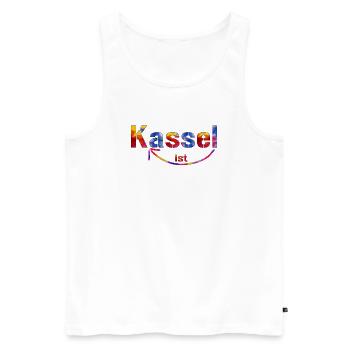 Kassel est super - Débardeur bio Premium Homme - blanc - Devant - AI Model Male 178 light (178cm)