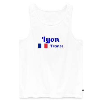 Lyon France- Imprimés stylés - Débardeur bio Premium Homme - blanc - Devant - AI Model Male 178 light (178cm)