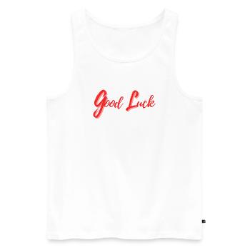 Good Luck Design in Calligraphic Style - Men's Premium Organic Tank Top - white - Front - AI Model Male 178 light (178cm)
