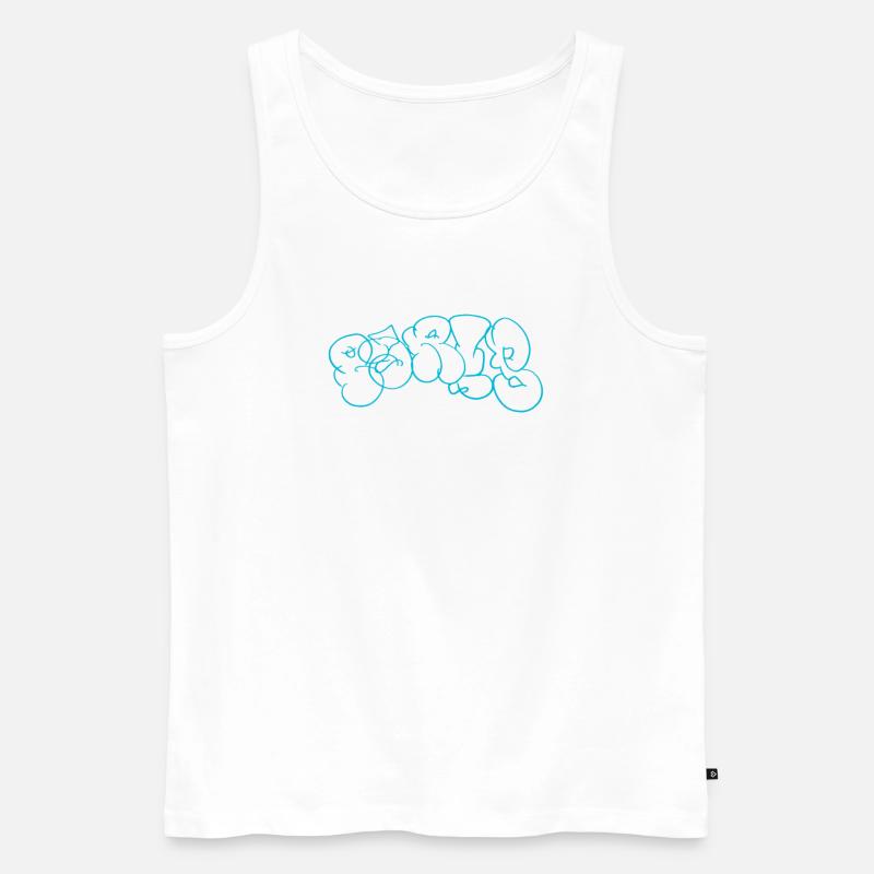 Blaues Bubble-Graffiti Muster im Paris Style - Männer Premium Bio Tank Top - Weiß