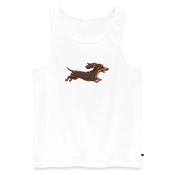 Cheerful Dachshund Running Cartoon Fun - Men's Premium Organic Tank Top - white - Front - Michal (187cm)
