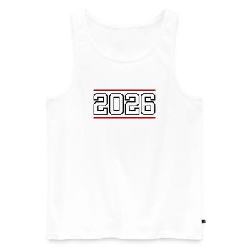 2026 Line - Men's Premium Organic Tank Top - white - Front - AI Model Male 178 light (178cm)