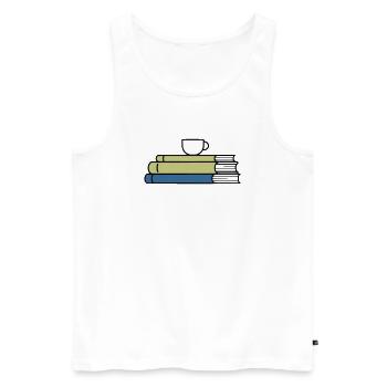 Stack of books Coffee mug Coloured - Men's Premium Organic Tank Top - white - Front - Michal (187cm)