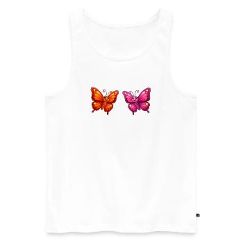 Papillons de dessins animés colorés - Débardeur bio Premium Homme - blanc - Devant - Michal (187cm)