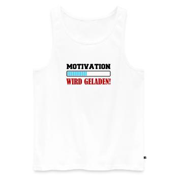 motivation_wird_geladen- - Männer Premium Bio Tank Top - Weiß - Vorne - Michal (187cm)