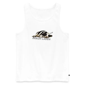 Akkuh Laden | Akku leer | Morgenmuffel - Männer Premium Bio Tank Top - Weiß - Vorne - Michal (187cm)