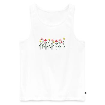 Herzblumen auf minimalem Schwarz - Männer Premium Bio Tank Top - Weiß - Vorne - AI Model Male 178 light (178cm)