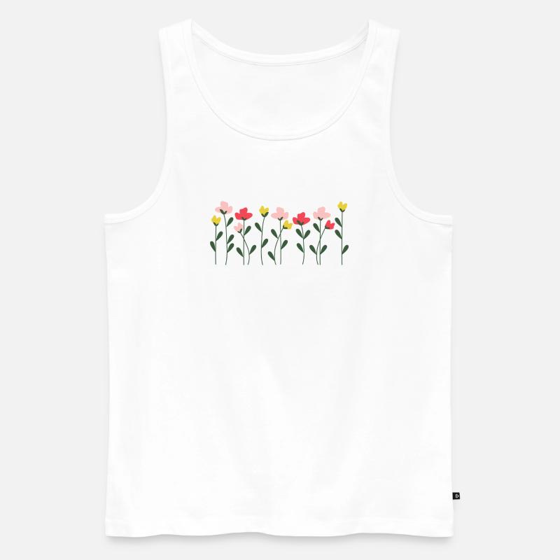 Herzblumen auf minimalem Schwarz - Männer Premium Bio Tank Top - Weiß