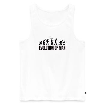 Évolution du geek : du singe au pro de l’ordinateur - Débardeur bio Premium Homme - blanc - Devant - Michal (187cm)