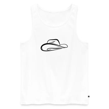 Un croquis d'un chapeau de cow-boy - Débardeur bio Premium Homme - blanc - Devant - AI Model Male 178 light (178cm)
