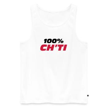 100% Ch'ti - Männer Premium Bio Tank Top - Weiß - Vorne - AI Model Male 178 light (178cm)