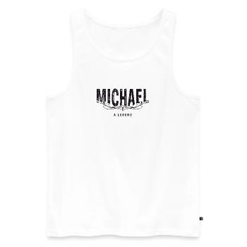 MICHAEL A LEGEND - Männer Premium Bio Tank Top - Weiß - Vorne - AI Model Male 178 light (178cm)