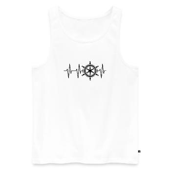 Heartbeat Steering Wheel Ship Captain Control Icon - Men's Premium Organic Tank Top - white - Front - Michal (187cm)
