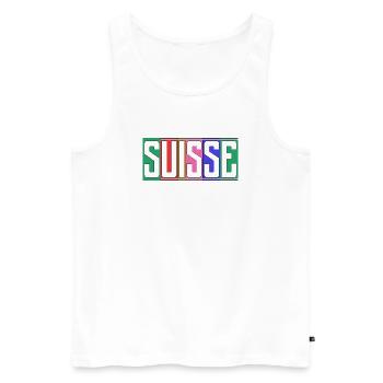 SCHWEIZ. HUMOR. LAND. FLAGGE. GENF. LAUSANNE - Männer Premium Bio Tank Top - Weiß - Vorne - Michal (187cm)