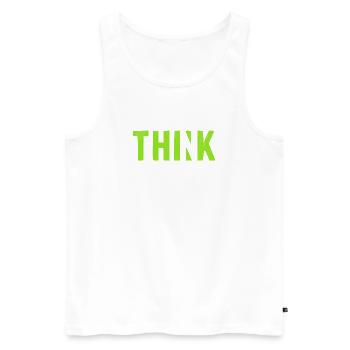 THINK Green | Cooles Streetwear-Typo-Design - Männer Premium Bio Tank Top - Weiß - Vorne - Michal (187cm)