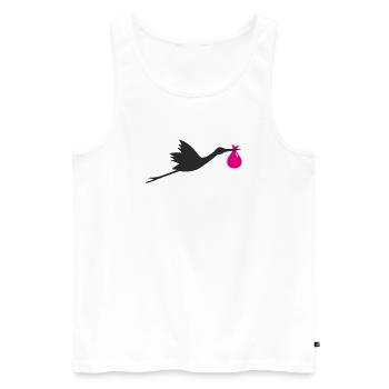 Klapperstorch Storch Mädchen rosa - Männer Premium Bio Tank Top - Weiß - Vorne - Michal (187cm)