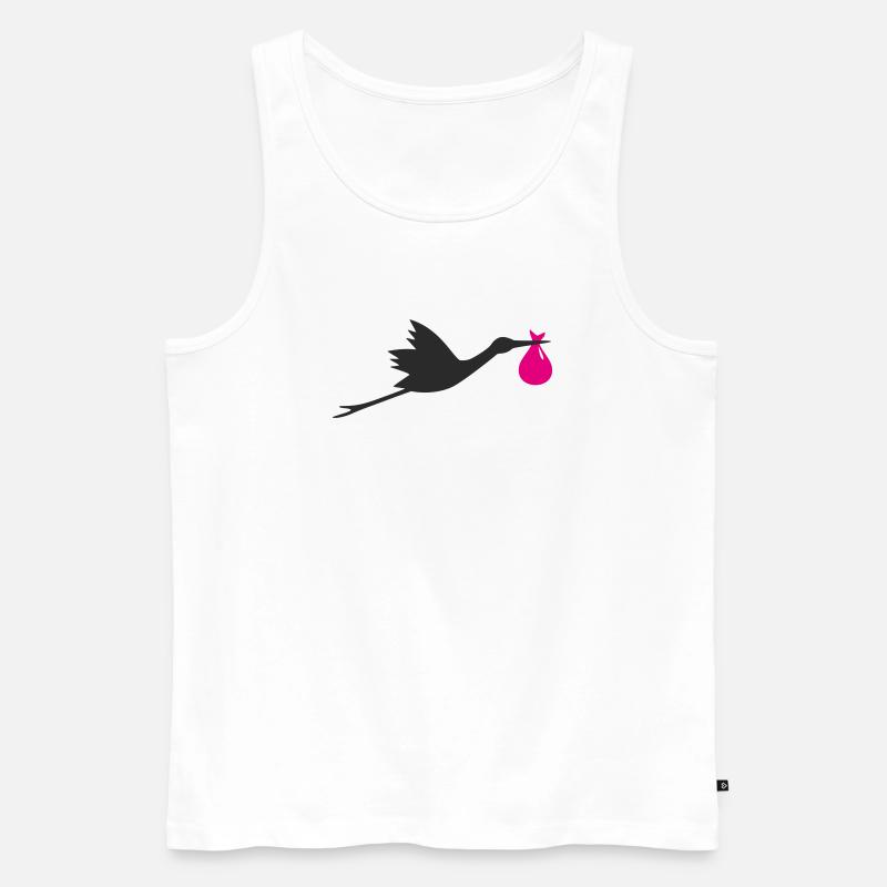 Klapperstorch Storch Mädchen rosa - Männer Premium Bio Tank Top - Weiß