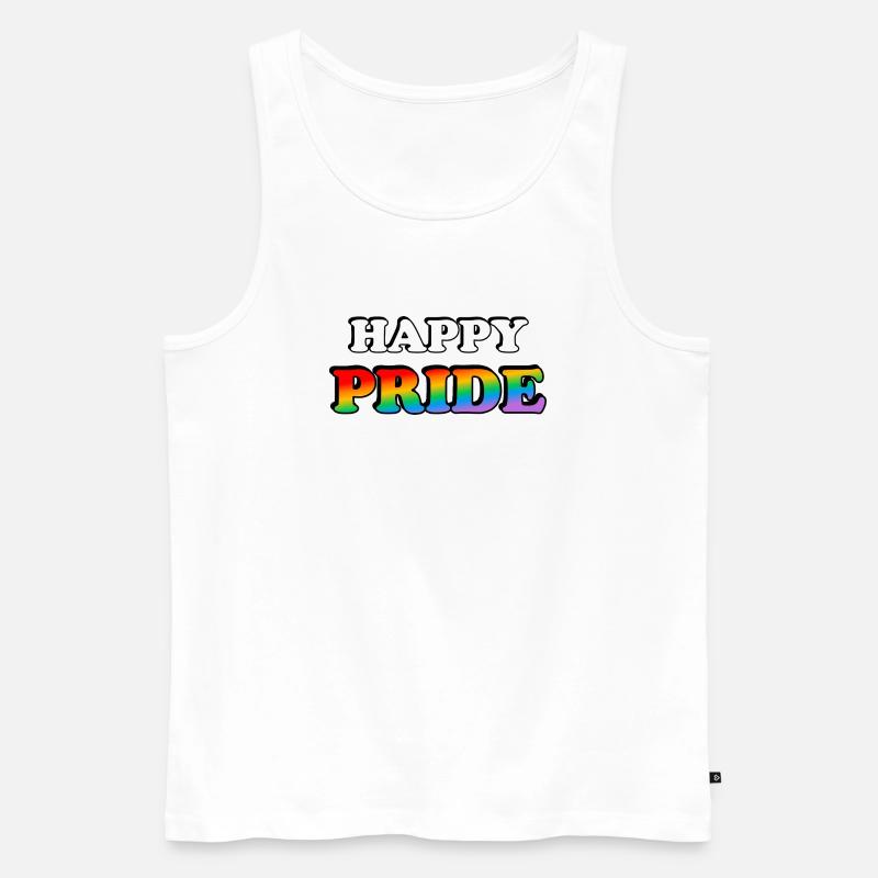 Pride Regenbogen Textdesign - Männer Premium Bio Tank Top - Weiß