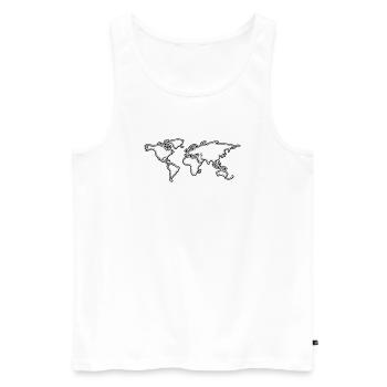 Neon World Map Outline Tee - Men's Premium Organic Tank Top - white - Front - AI Model Male 178 light (178cm)
