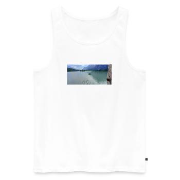 Alpine Lake Sereni Reflections - Men's Premium Organic Tank Top - white - Front - AI Model Male 178 light (178cm)