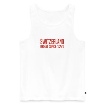 Suisse - Grande depuis 1291 - Schweiz - Schwiiz - Débardeur bio Premium Homme - blanc - Devant - Michal (187cm)