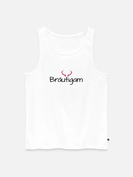 Bräutigam Geweih shirt Junggesellenabschied - Männer Premium Bio Tank Top - Weiß