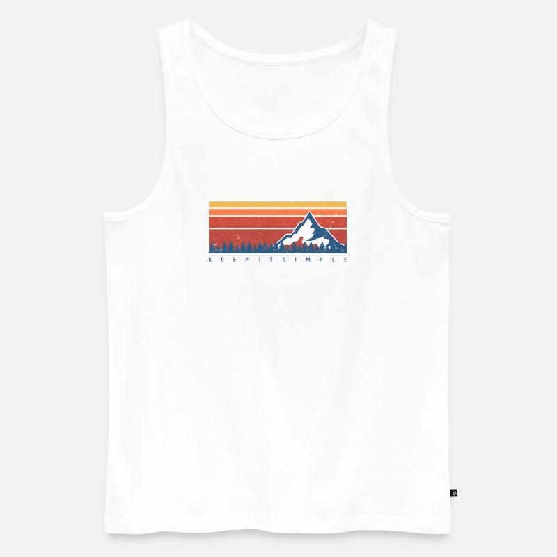 Minimal Mountain Sunset Retro - Männer Premium Bio Tank Top - Weiß