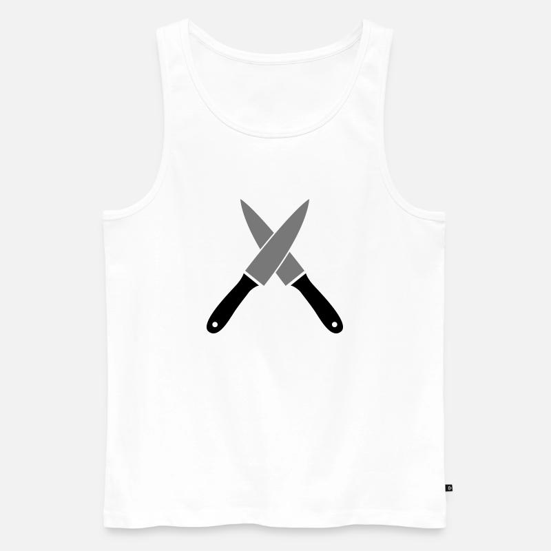 Messer - Männer Premium Bio Tank Top - Weiß