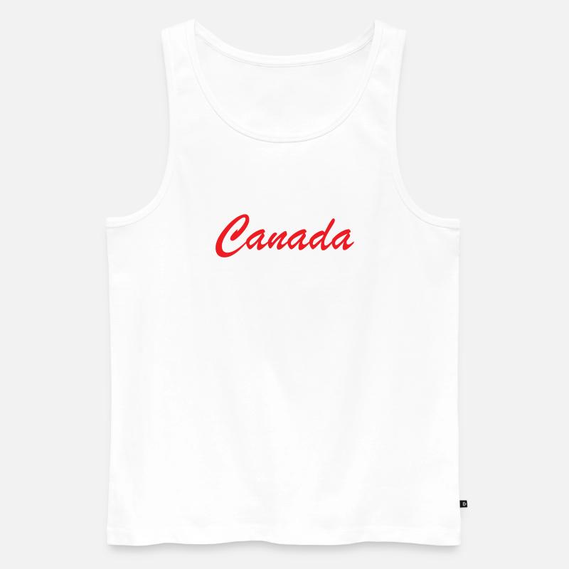 Canada Script Lettering Red - Men's Premium Organic Tank Top - white