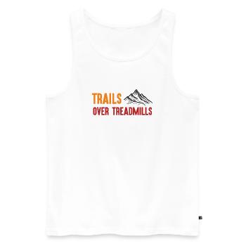 Trail Running - Trails Over Treadmills - Men's Premium Organic Tank Top - white - Front - AI Model Male 178 light (178cm)