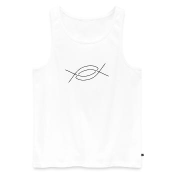 Zeichnung zwei Fische ineinander - Männer Premium Bio Tank Top - Weiß - Vorne - Michal (187cm)