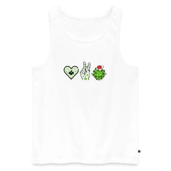 Love, Peace and Happiness / Merry Christmas - Männer Premium Bio Tank Top - Weiß - Vorne - Michal (187cm)