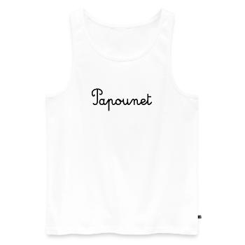 PAPOUNET. PAPA. FÊTE DES PÈRES. BONNE FÊTE PAPA - Débardeur bio Premium Homme - blanc - Devant - AI Model Male 178 light (178cm)