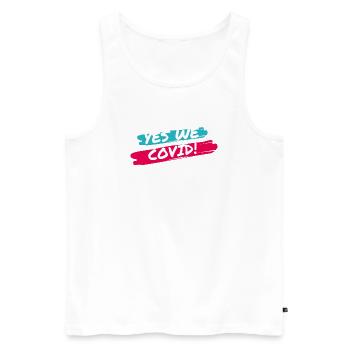 Ja, wir COVID! - Männer Premium Bio Tank Top - Weiß - Vorne - AI Model Male 178 light (178cm)