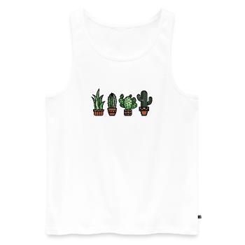 Cactus plante d’intérieur bande dessinée couleur botanique amour - Débardeur bio Premium Homme - blanc - Devant - AI Model Male 178 light (178cm)