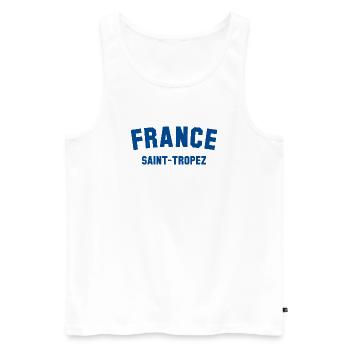 SAINT-TROPEZ France Frankreich - Männer Premium Bio Tank Top - Weiß - Vorne - AI Model Male 178 light (178cm)
