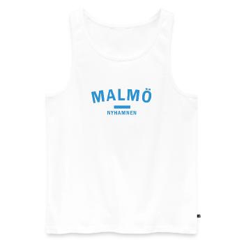 Malmö Nyhamnen City Skyline Design - Männer Premium Bio Tank Top - Weiß - Vorne - Michal (187cm)