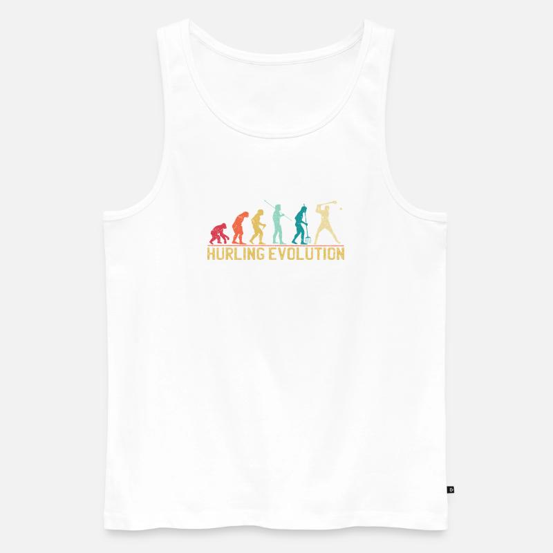 Hurling Evolution Silhouette Design - Männer Premium Bio Tank Top - Weiß