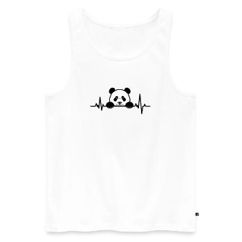 Style ligne Heartbeat de Panda mignonne - Débardeur bio Premium Homme - blanc - Devant - AI Model Male 178 light (178cm)
