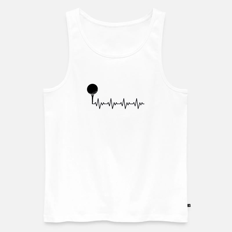 Golf Golfer Golfball EKG Herzschlag Herzfrequenz - Männer Premium Bio Tank Top - Weiß